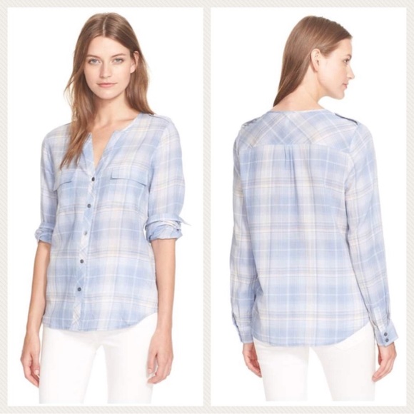 Joie Tops - Joie Blouse Acaelle Plaid Button Down Cotton Top XS